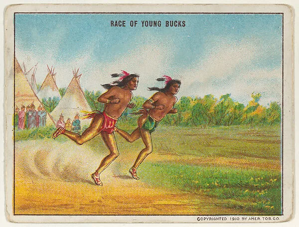 Race of Young Bucks, from the "Indian Life in the 60's" series (T73), issued with Hassan Cork Tip Cigarettes by the American Tobacco Company — American Tobacco Company