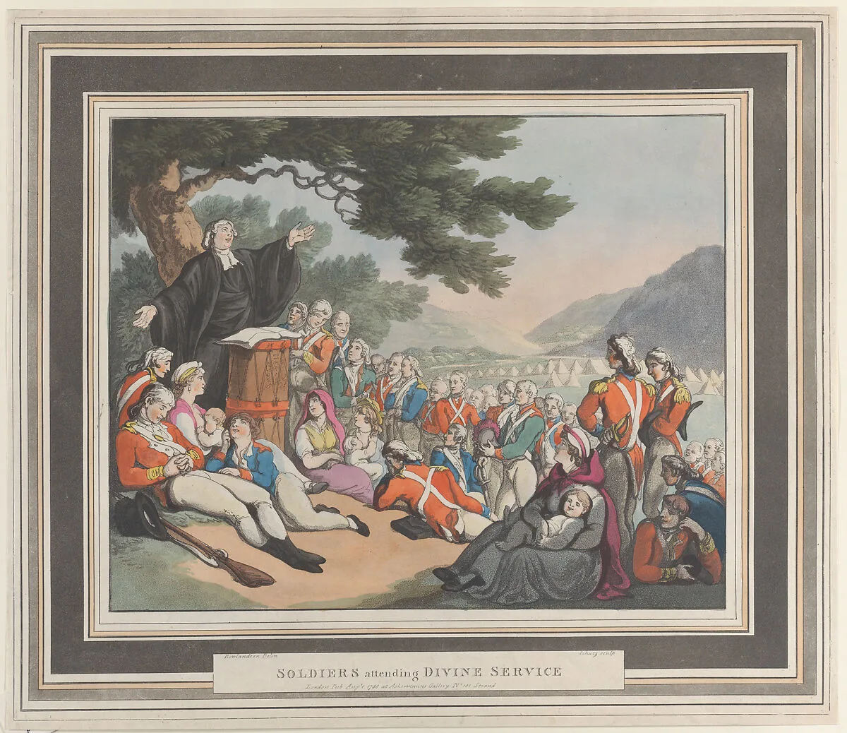 Soldiers Attending Divine Service — Heinrich Joseph Schütz|Rudolph Ackermann, London|Thomas Rowlandson