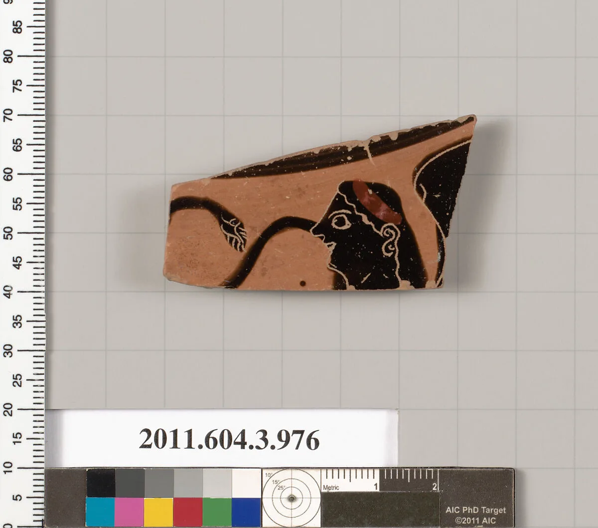 Terracotta fragment of a lekanis lid (covered dish) — Unknown