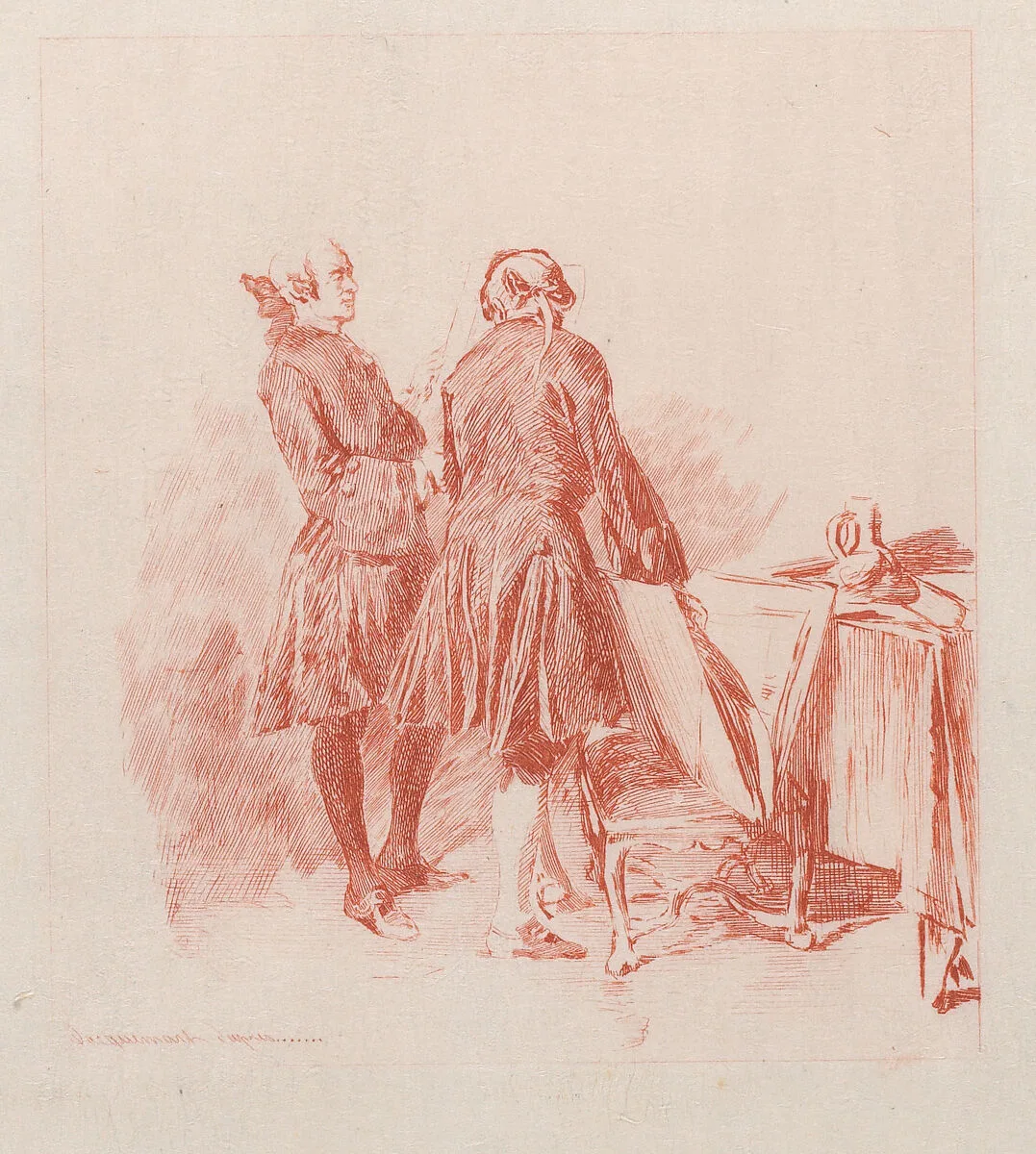 The Print Enthusiast, after a drawing by Meissonier — Ernest Meissonier|Jules-Ferdinand Jacquemart