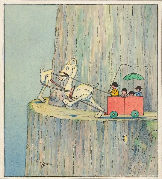 Figures Ascending a Cliff Road, a "Wigglemuch" Design — Herbert E. Crowley