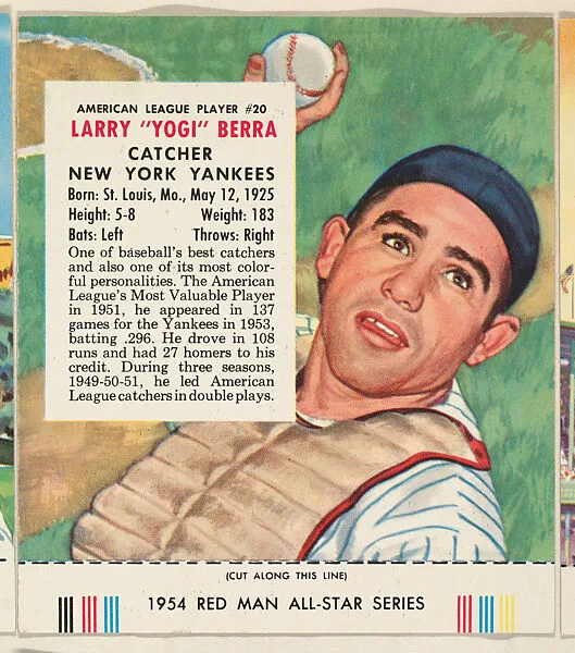 Larry "Yogi" Berra, from the Major League All Stars series (T234), issued by Red Man Chewing Tobacco — Red Man Chewing Tobacco