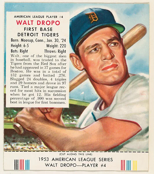 Walt Dropo, from the Red Man All-Star Team series (T233), issued by Red Man Chewing Tobacco — Red Man Chewing Tobacco