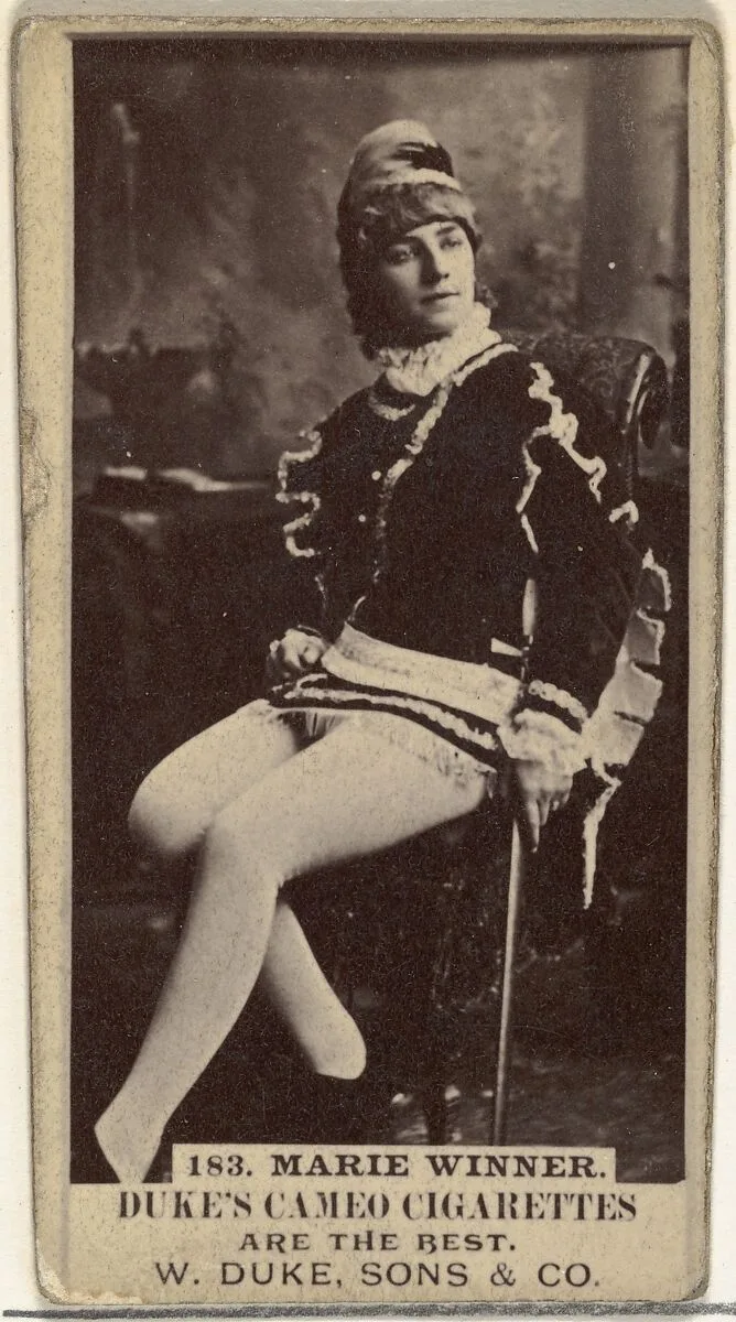 Card Number 183, Marie Winner, from the Actors and Actresses series (N145-5) issued by Duke Sons & Co. to promote Cameo Cigarettes — W. Duke, Sons & Co.