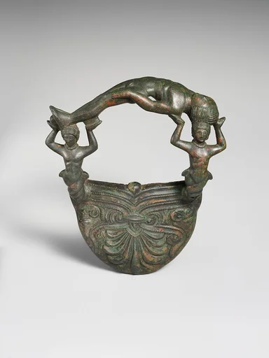Bronze handle with nereids supporting a youth