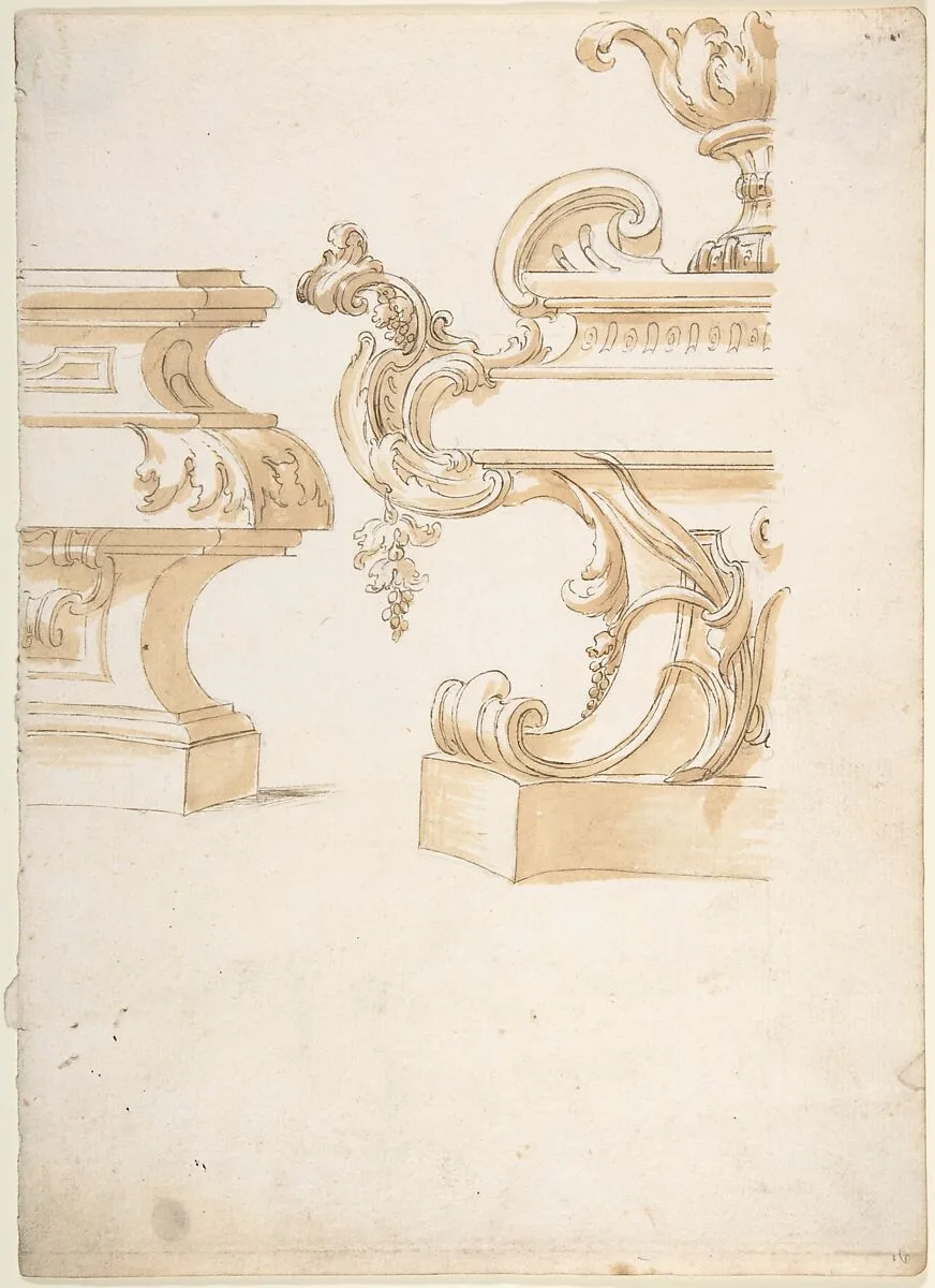 Fragmentary design for Base or Pedestal (?) — Anonymous, Italian, Piedmontese, 18th century
