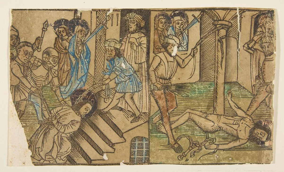Two of the Seven Falls of Christ (Schr. 647 & 653) — Anonymous, German, 15th century