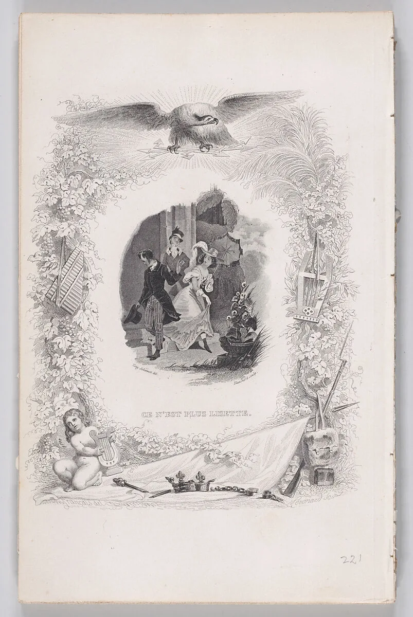 "It is No Longer Lisette" from The Songs of Béranger — Pierre Jean de Béranger|Melchior Péronard|Tony Johannot|Auguste Blanchard père|Fournier & Perrotin|François-Louis Français