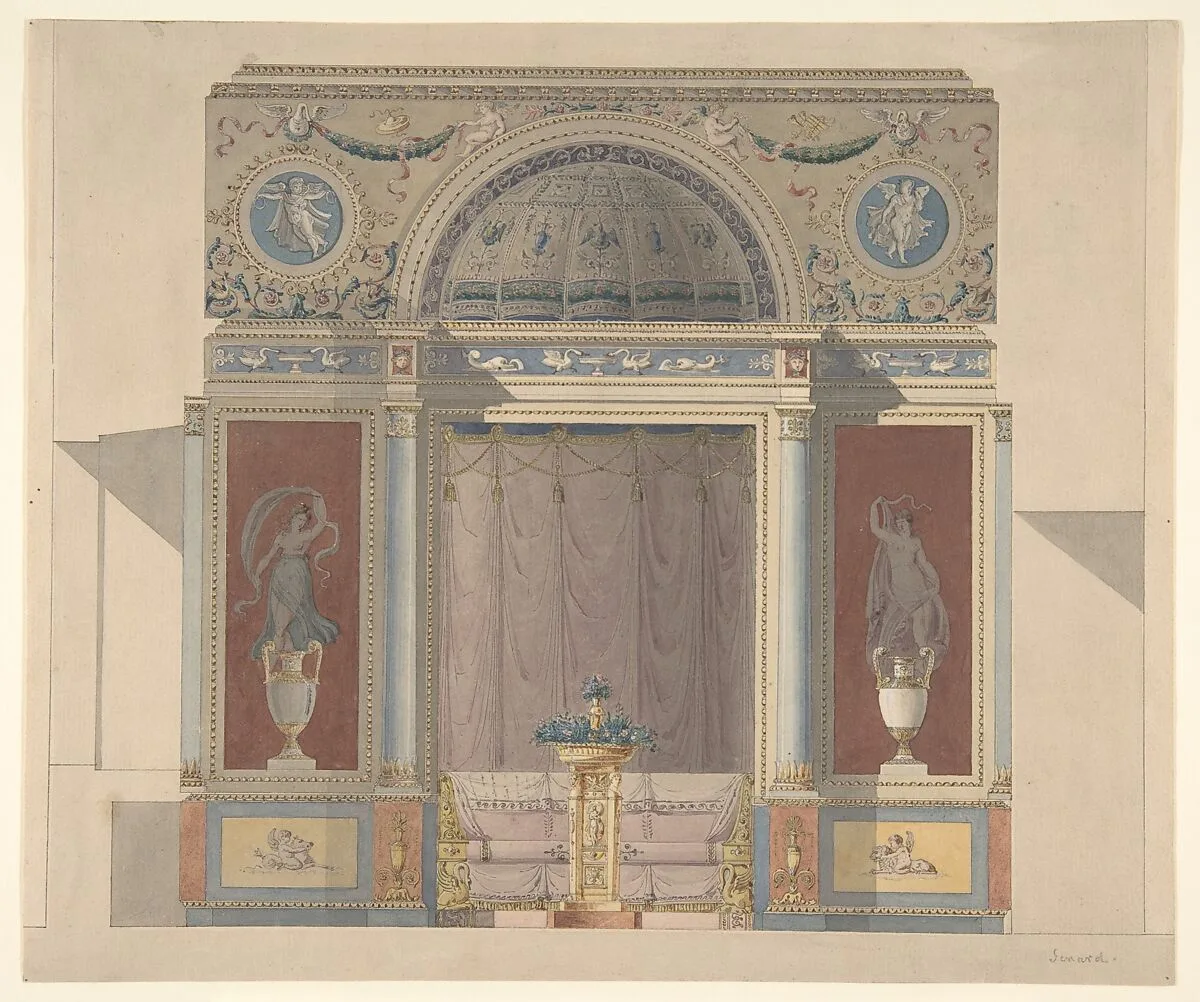 Study for an Arched Alcove with a Canapé — Anonymous, French, 19th century