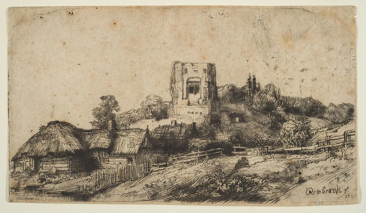 Landscape with a Square Tower — Rembrandt (Rembrandt van Rijn)