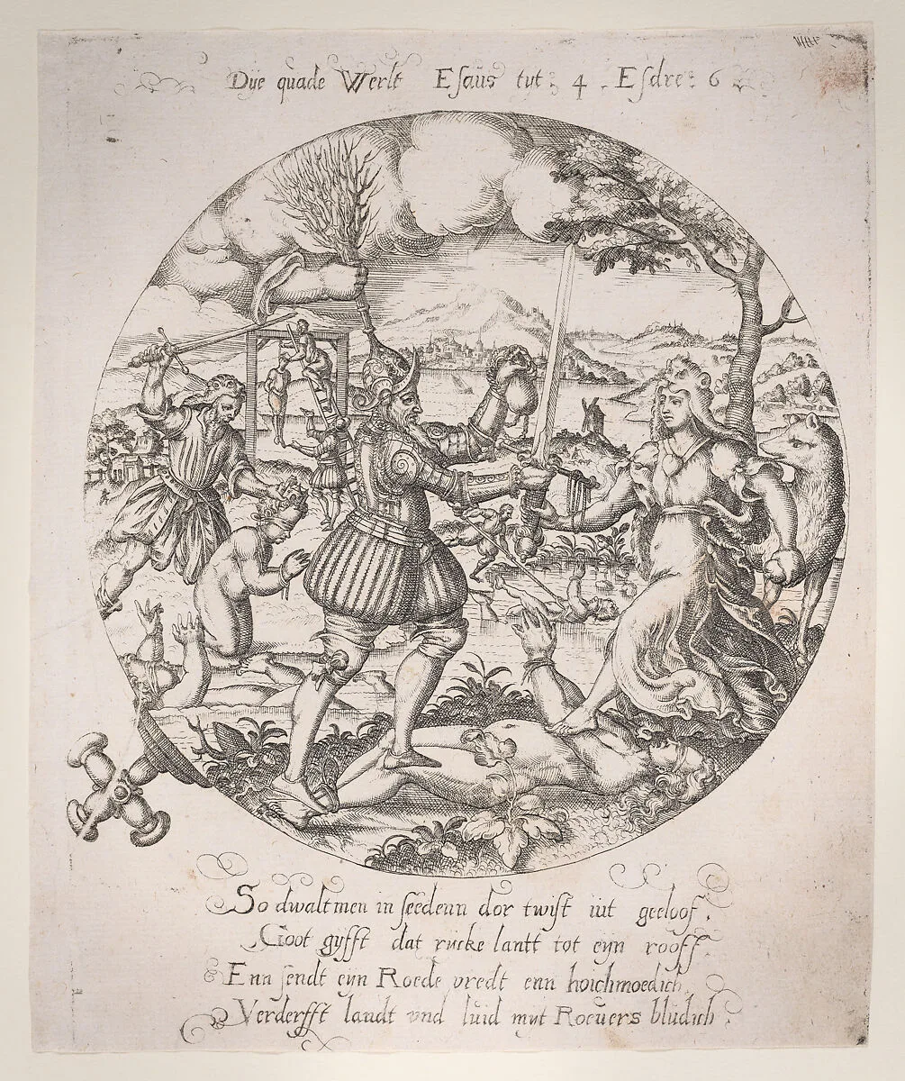 The evil world / The time of Esau (2 Esdras 6:9) — Anonymous, Netherlandish, 16th century