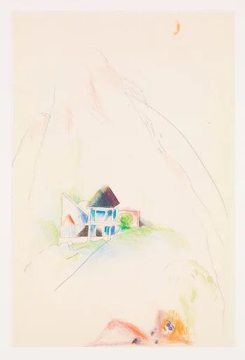 Second Design Concept After Visiting Site, September, 1986: Perspective, Daniel Wolf Residence, Ridgway, Colorado
