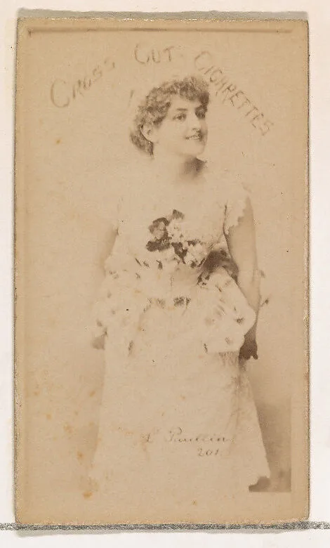 Card Number 201, Louise Paullin, from the Actors and Actresses series (N145-1) issued by Duke Sons & Co. to promote Cross Cut Cigarettes — W. Duke, Sons & Co.
