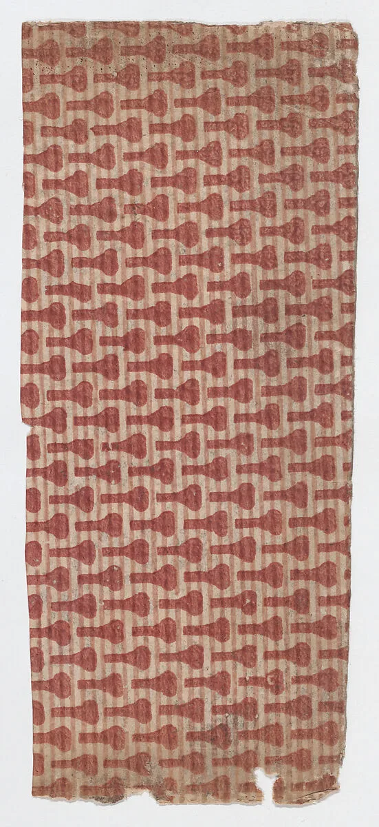 Sheet with stripes and red shapes — Anonymous