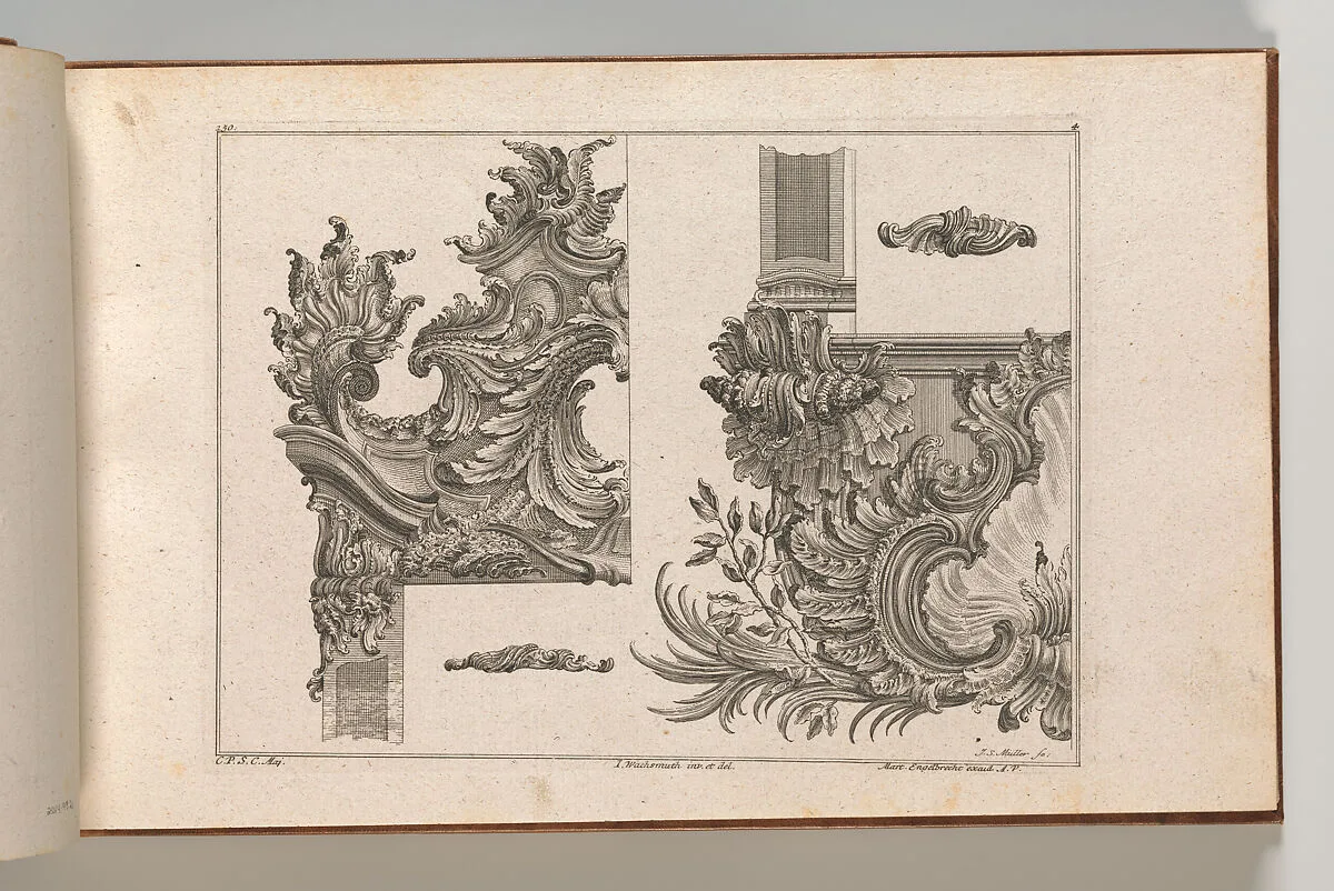 Suggestions for the Decoration of Frames, Plate 4 from 'Auβzierungen zu Thüren u. Fenster sehr nutzlich zu gebrauchen.' — Jeremias Wachsmuth|Martin Engelbrecht|Johann Sebastian Müller