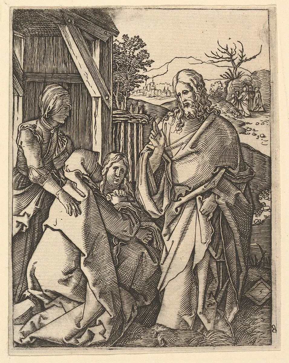 Christ Taking Leave of His Mother, after Dürer — Marcantonio Raimondi|Albrecht Dürer
