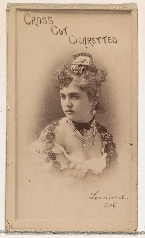 Card Number 206, Leicester, from the Actors and Actresses series (N145-1) issued by Duke Sons & Co. to promote Cross Cut Cigarettes — W. Duke, Sons & Co.