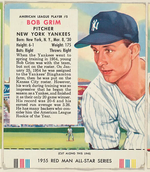 Bob Grim, from the Major League Baseball series (T235), issued by Red Man Chewing Tobacco — Red Man Chewing Tobacco