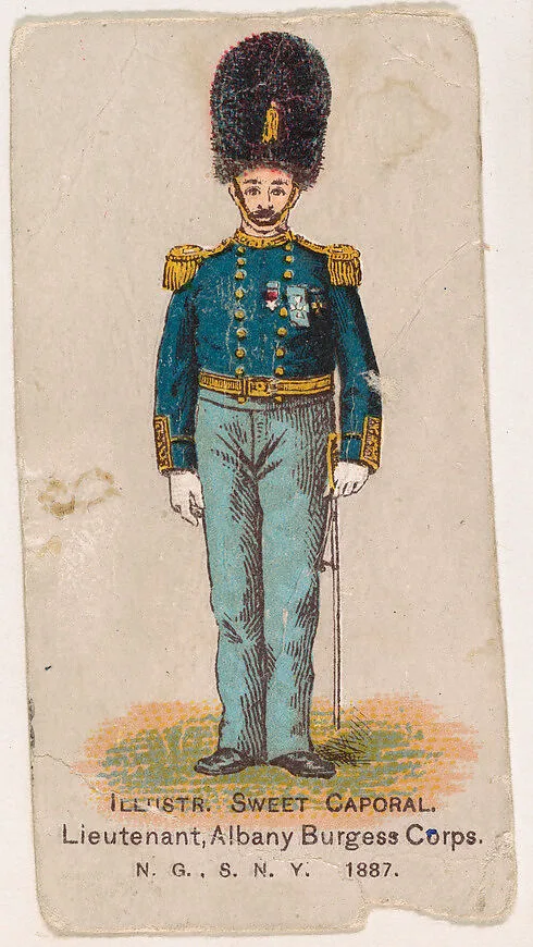 Lieutenant, Albany Burgess Corps., National Guard of the State of New York, 1887, from the Military Series (N224) issued by Kinney Tobacco Company to promote Sweet Caporal Cigarettes — Kinney Brothers Tobacco Company