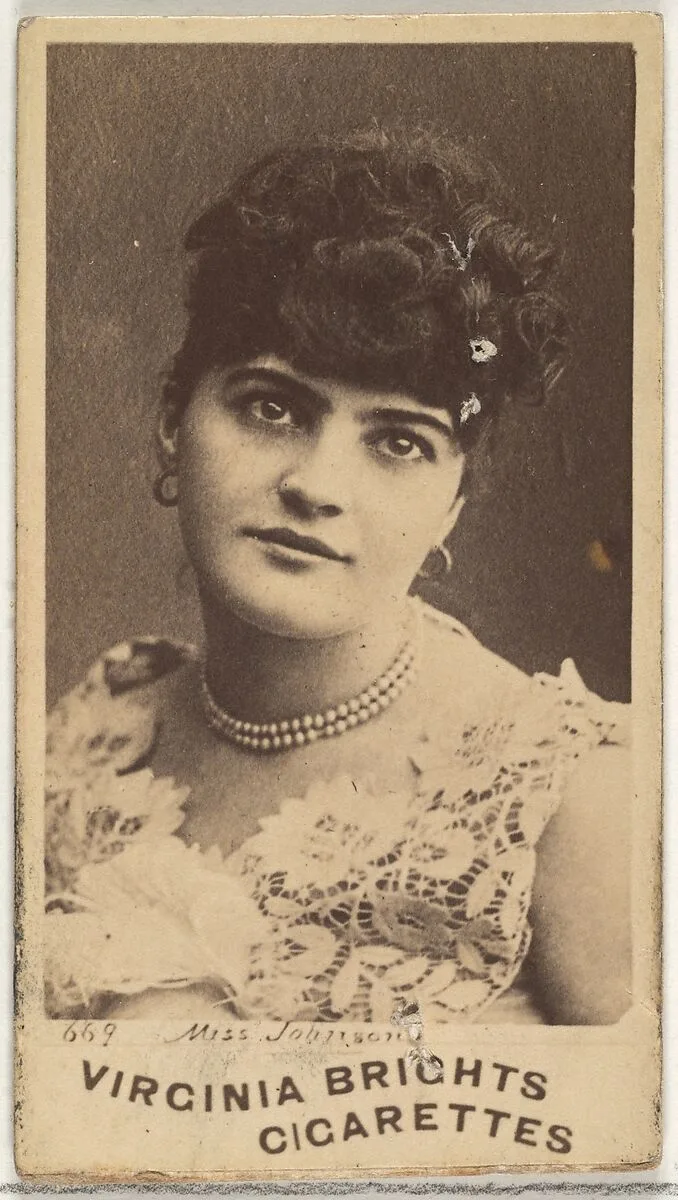 Card 669, Miss Johnson, from the Actors and Actresses series (N45, Type 1) for Virginia Brights Cigarettes — Allen & Ginter