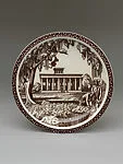 Our America bread and butter plate with Southern plantation — Gale Turnbull|Vernon Kilns|Rockwell Kent