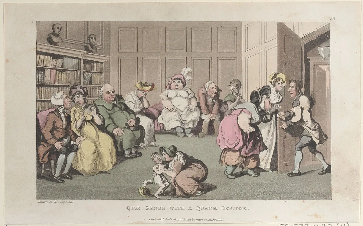 Quae Genus with a Quack Doctor — William Combe|Thomas Rowlandson|J. Diggens|Rudolph Ackermann, London