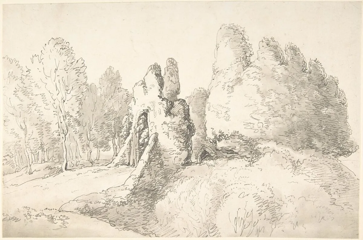 Wooded Landscape with Ruins — Thomas Rowlandson