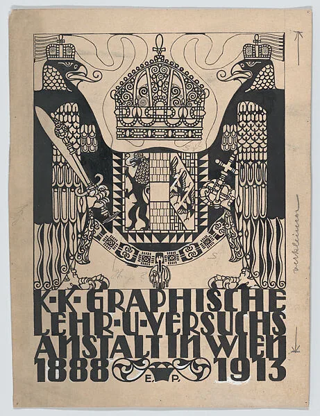 Design for a cover or title page for the 25th anniversary publication of the Viennese Graphic Design School (1888-1913) — Erwin Puchinger