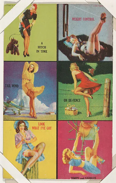 Six-Up panel from Pin-Up Girls series (W424) — International Mutoscope Reel Company