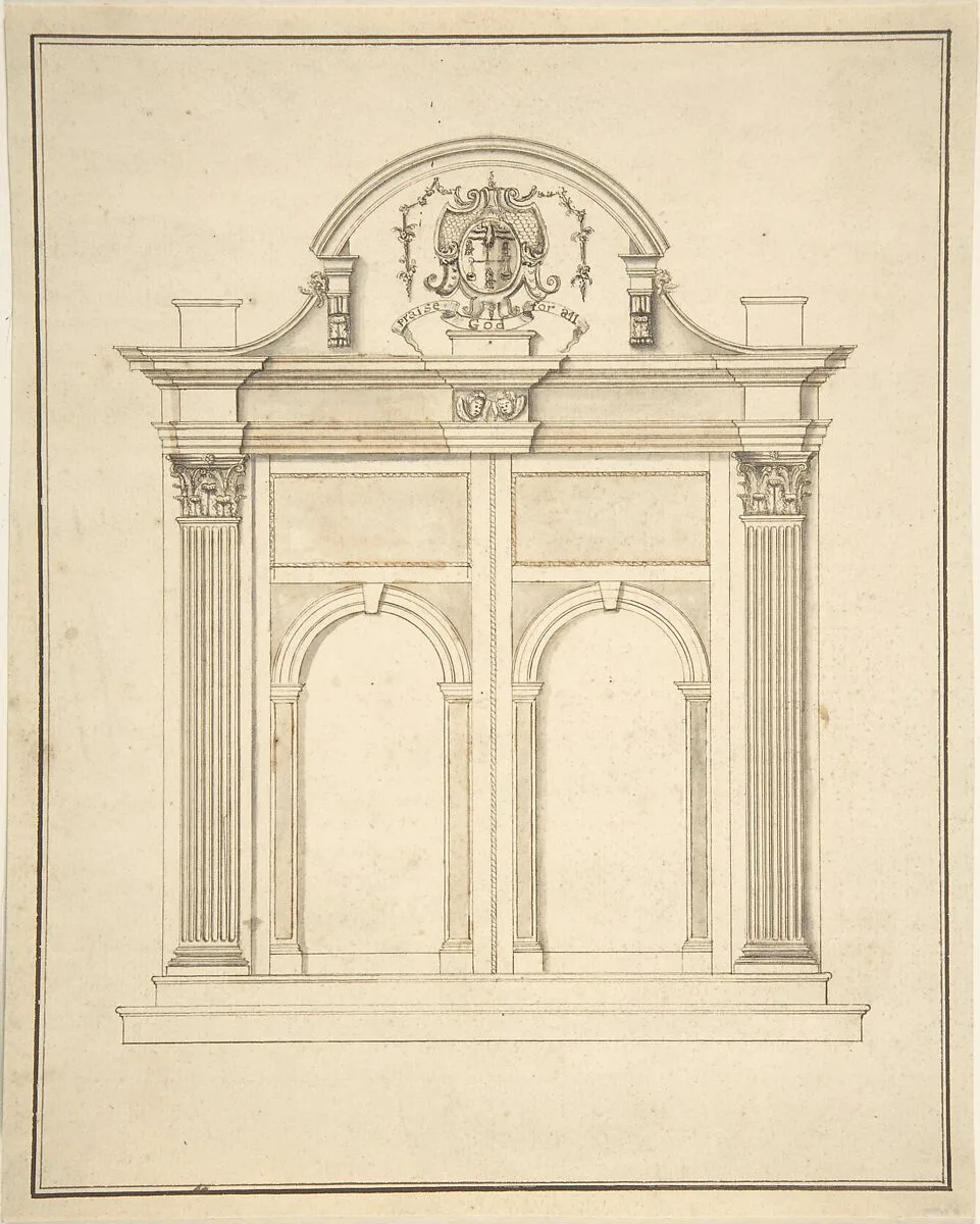 Design for a doorway for a chapel — Anonymous, British, 17th century