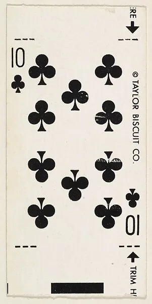 10 of Clubs, bakery card from the Playing Cards series (D98), issued by the Taylor Biscuit Company — Taylor Biscuit Company