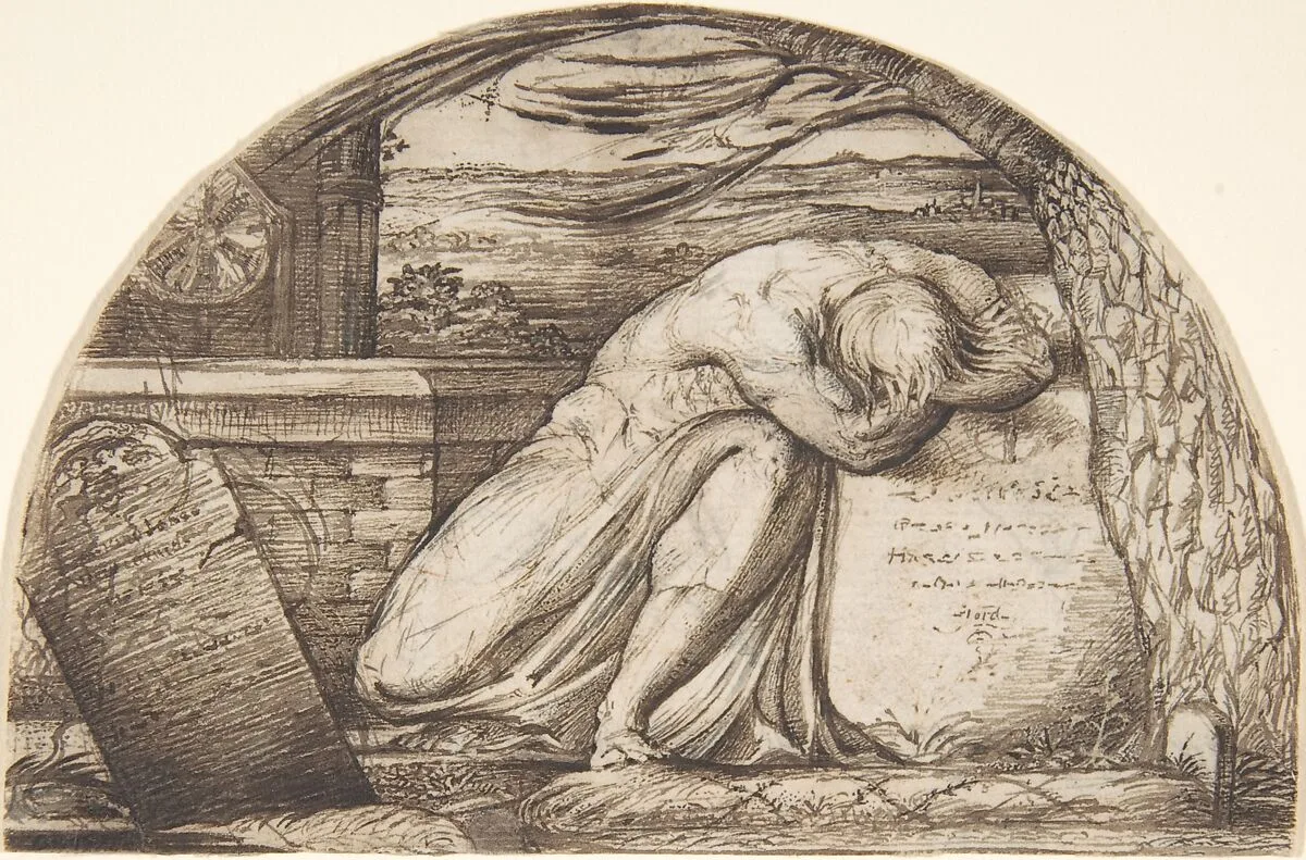 A Figure Weeping Over a Grave — George Richmond