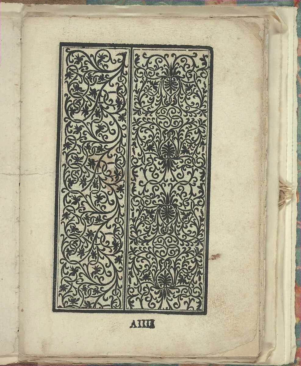 Opera Nova Universali intitulata Corona di racammi, page 4 (recto) — Giovanni Andrea Vavassore