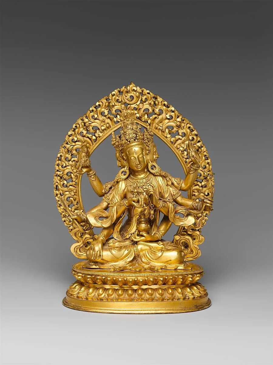 清 黃銅鎏金尊勝佛母像|Buddhist Deity, Ushnishavijaya (Zun Sheng fo mu) — Unknown
