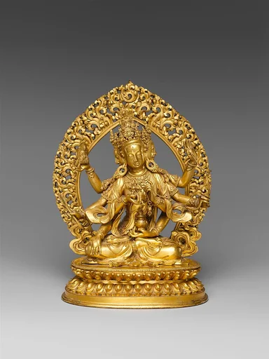 清 黃銅鎏金尊勝佛母像|Buddhist Deity, Ushnishavijaya (Zun Sheng fo mu)