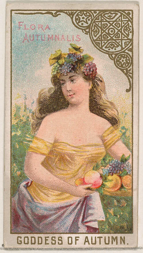Flora Autumnalis, Goddess of Autumn, from the Goddesses of the Greeks and Romans series (N188) issued by Wm. S. Kimball & Co. — William S. Kimball & Company|Ketterlinus Lithography Company