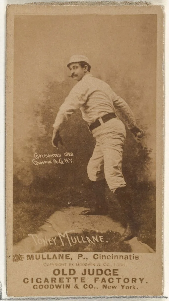 Anthony John "Tony" Mullane, Pitcher, Cincinnati, from the Old Judge series (N172) for Old Judge Cigarettes — Goodwin & Company