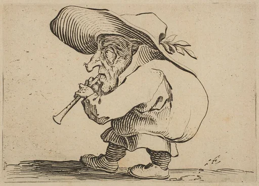 Le Joueur de Flageolet (The Flageolet Player), from Varie Figure Gobbi, suite appelée aussi Les Bossus, Les Pygmées, Les Nains Grotesques (Various Hunchbacked Figures, The Hunchbacks, The Pygmes, The Grotesque Dwarfs)
