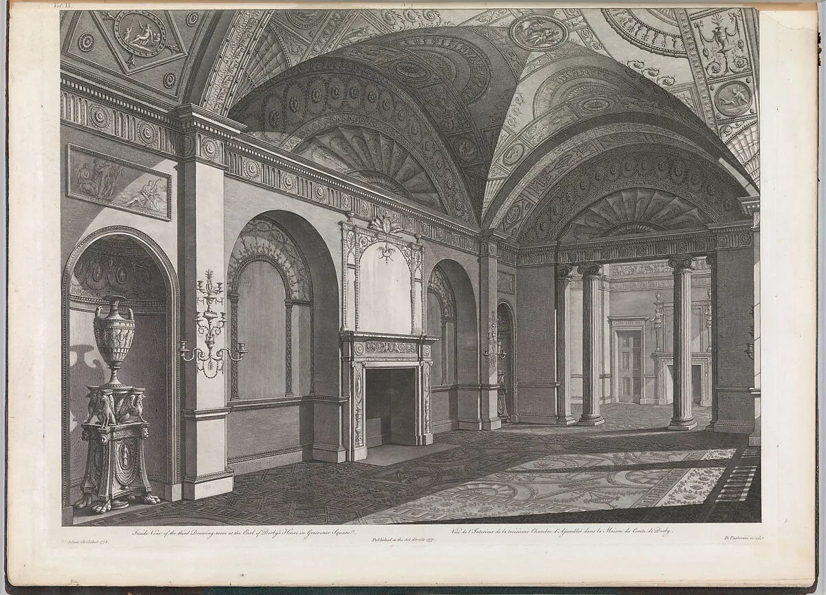 The Works in Architecture of Robert and James Adam, Esquires. Volume II. Containing the Five Following Numbers, viz... and vol. III, Containing the Remainder of the Designs... — Robert Adam|James Adam|Priestly and Weale|Domenico Cunego|Peter Mazell|Thomas Morris|Benedetto Pastorini|Giovanni Battista Piranesi|Thomas Vivares|Alexander Finnie|Edward Malpas|John Roberts|Roe|Joseph Record|Charles White|Thomas White|Giuseppe Carlo Zucchi|James Caldwall|Robert Blyth|Patrick Begbie