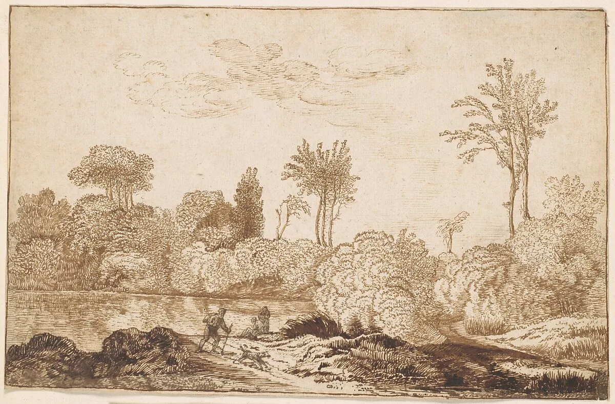 River Landscape with Traveler — Cornelis Vroom