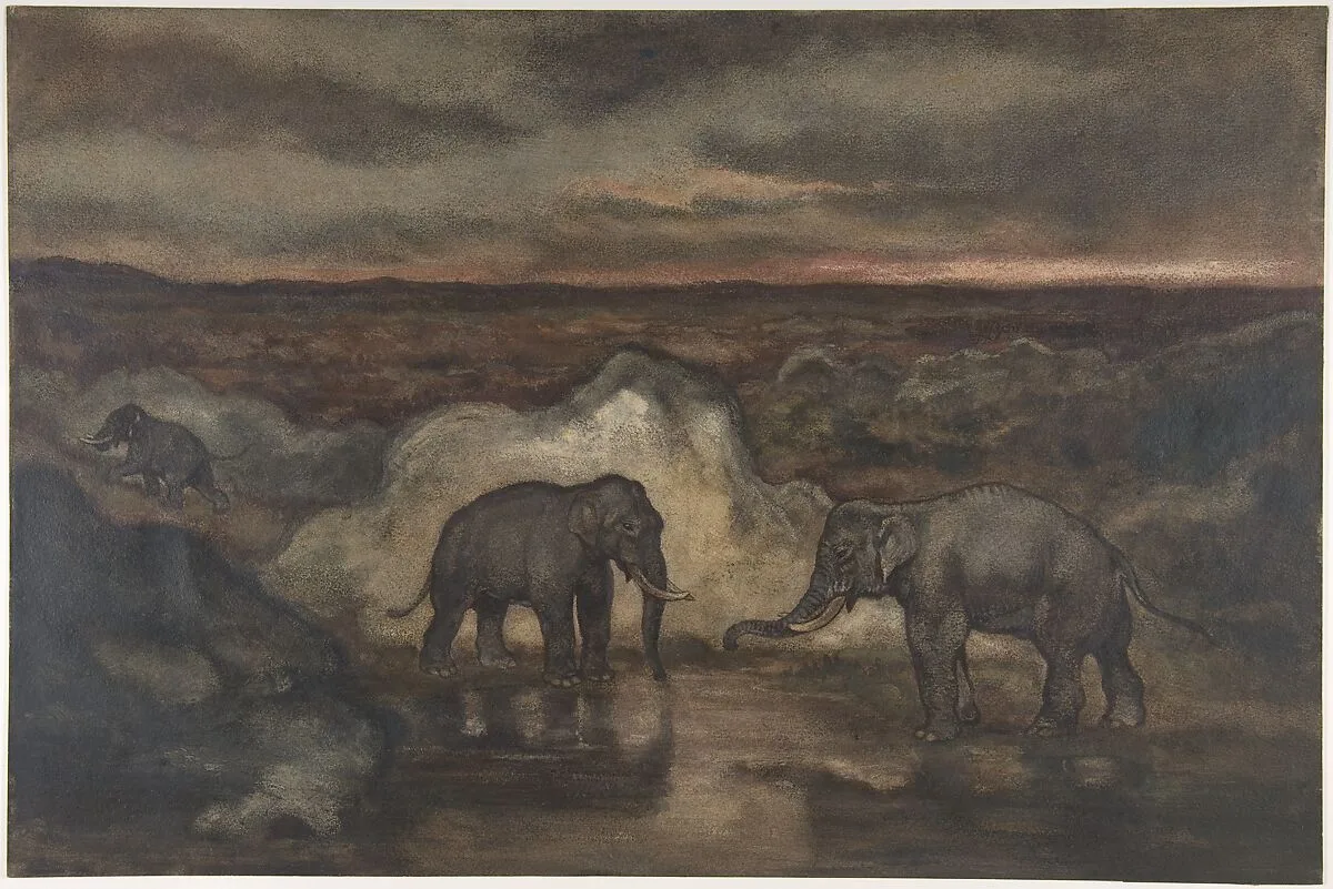 Elephants by a Pool — Antoine-Louis Barye