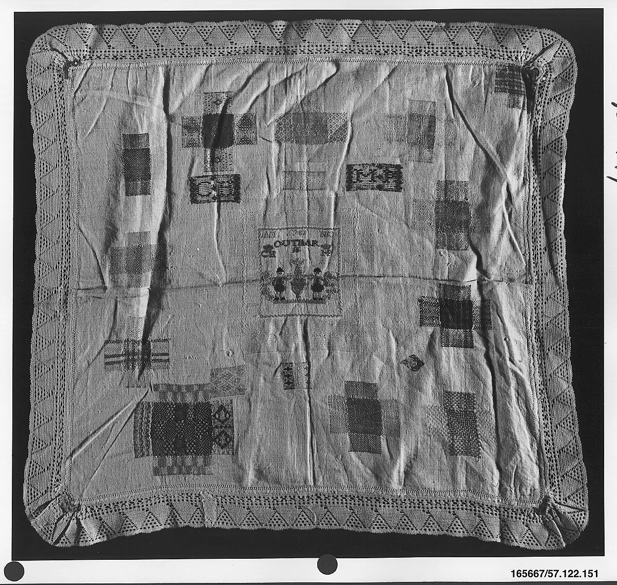 Embroidered darning sampler — Unknown