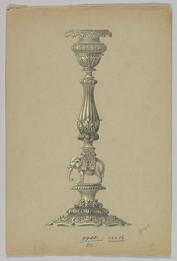 Design for a SIlver Candlestick with an Elephant