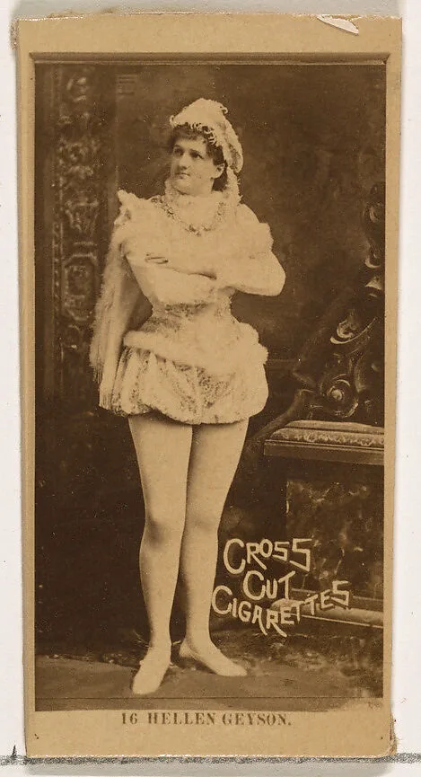 Card Number 16, Hellen Geyson, from the Actors and Actresses series (N145-2) issued by Duke Sons & Co. to promote Cross Cut Cigarettes — W. Duke, Sons & Co.