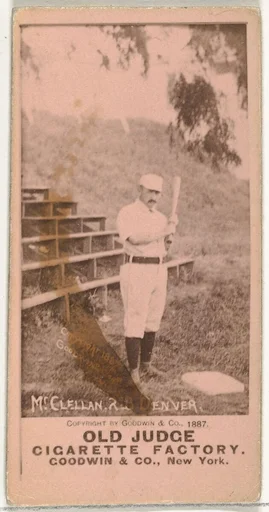 William Henry "Bill" McClellan, 2nd Base, Denver, from the Old Judge series (N172) for Old Judge Cigarettes
