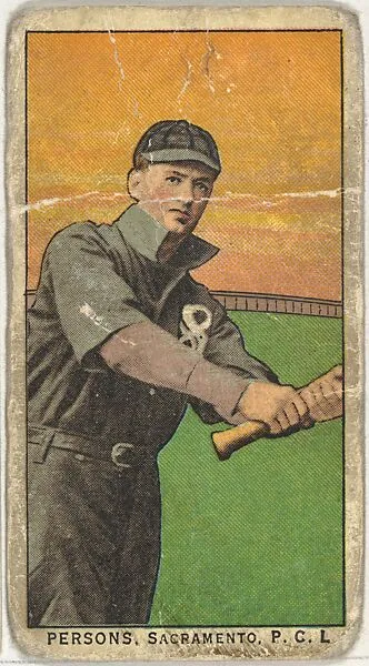 Persons, Sacramento, Pacific Coast League, from the "Obak Baseball Players" set (T212), issued by the American Tobacco Company to promote Obak Mouthpiece Cigarettes — American Tobacco Company
