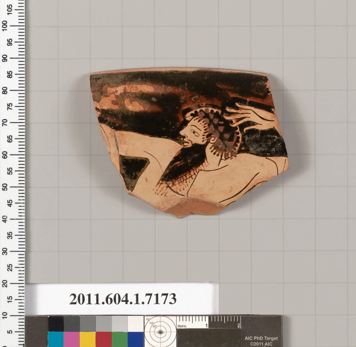 Terracotta rim fragment of a kylix (drinking cup) — Makron