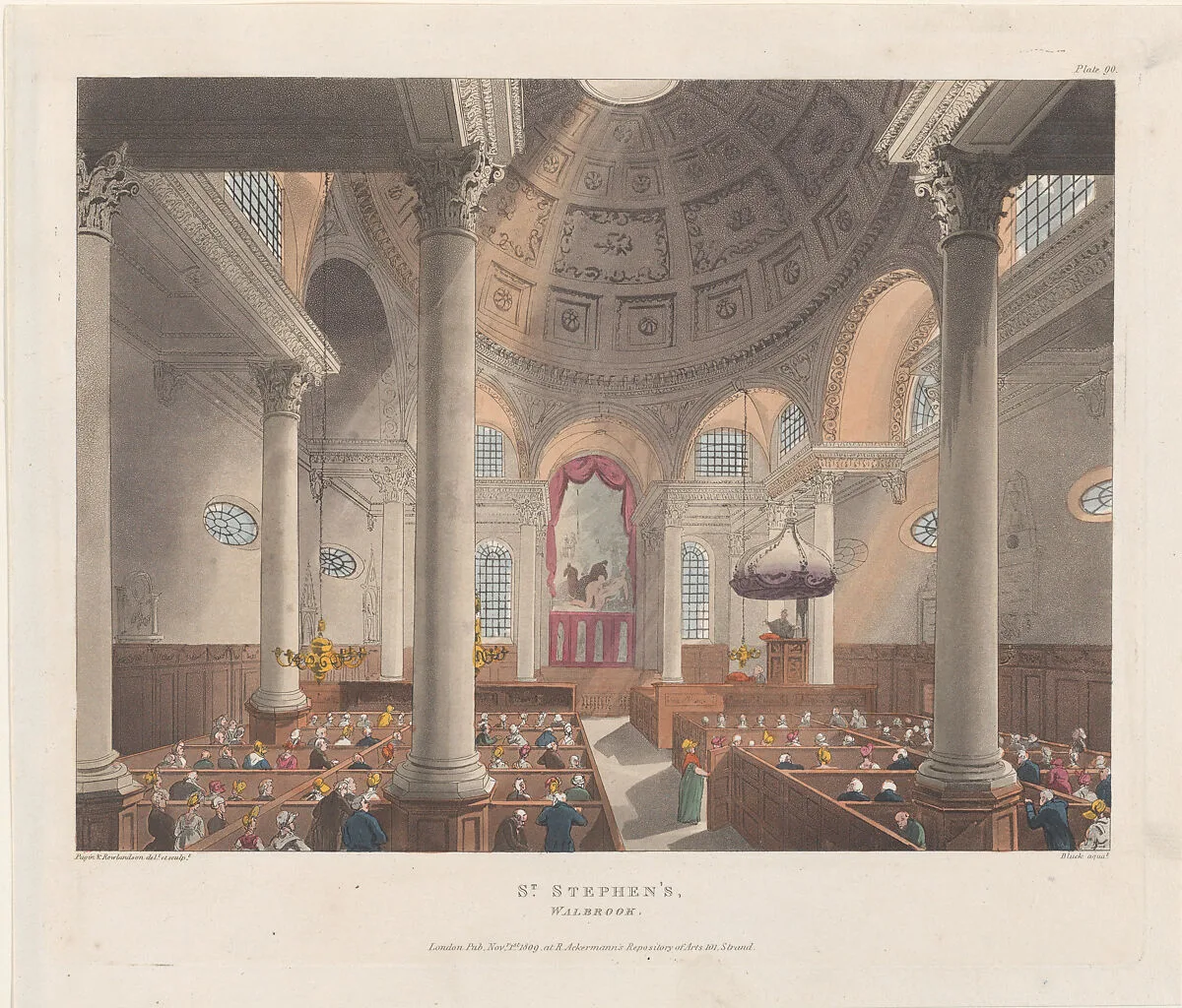 St. Stephen's Walbrook — Auguste Charles Pugin|Thomas Rowlandson|Rudolph Ackermann, London|John Bluck