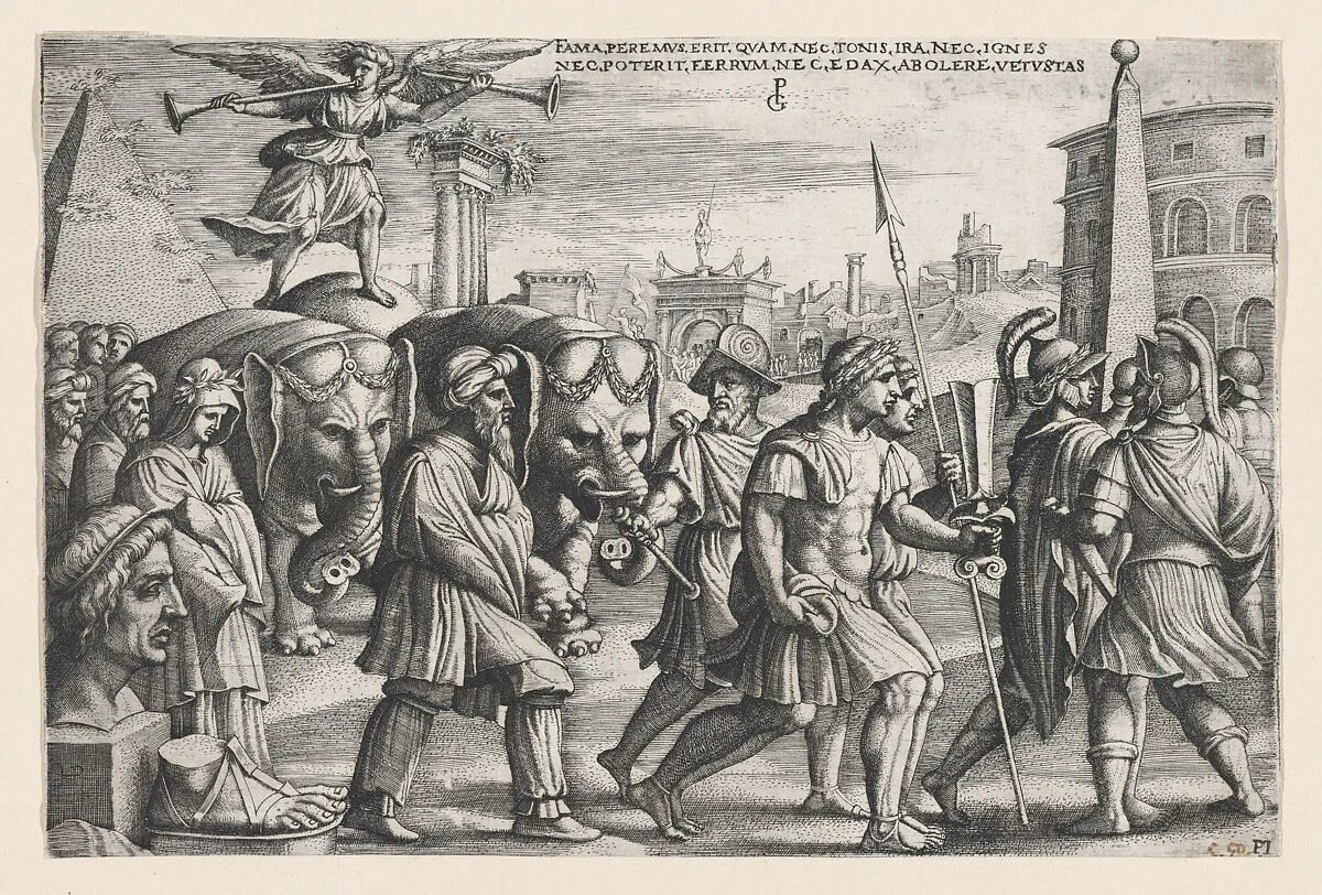 The Triumph of Fame on Chastity, from The Triumphs of Petrarch — Georg Pencz