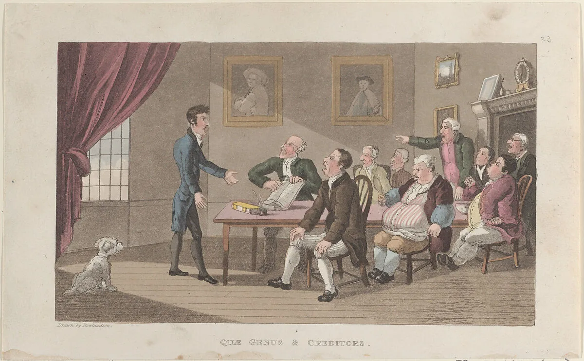 Quae Genus & Creditors — Thomas Rowlandson|J. Diggens|William Combe|Rudolph Ackermann, London